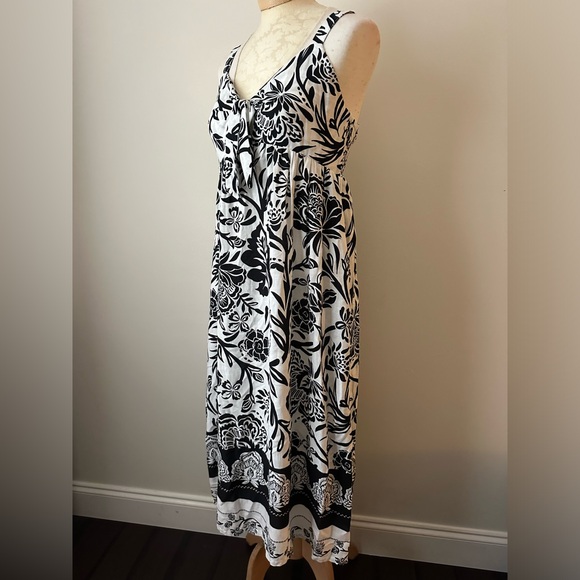 Knox Rose Tie Front Black & White Midi Dress with Adjustable Straps M - Picture 4 of 8